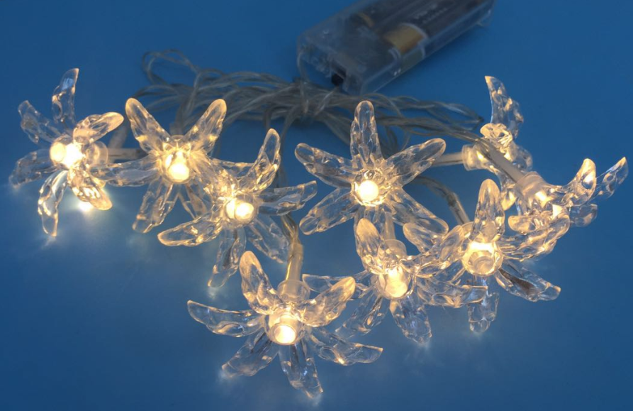 LED Lichterkette BLUME 10 flammig Dekoleuchte batteriebetrieben