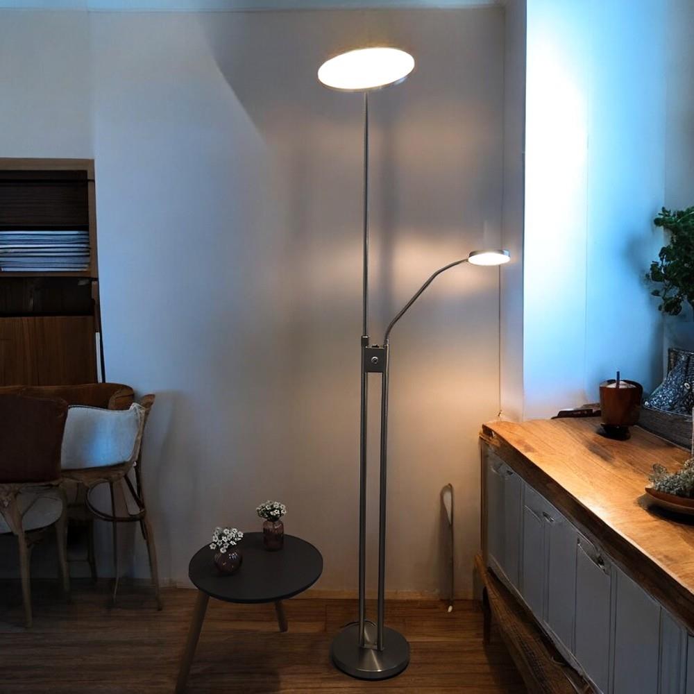 LED-Stehleuchte Livio Deckenfluter mit Lesearm und Dimmfunktion