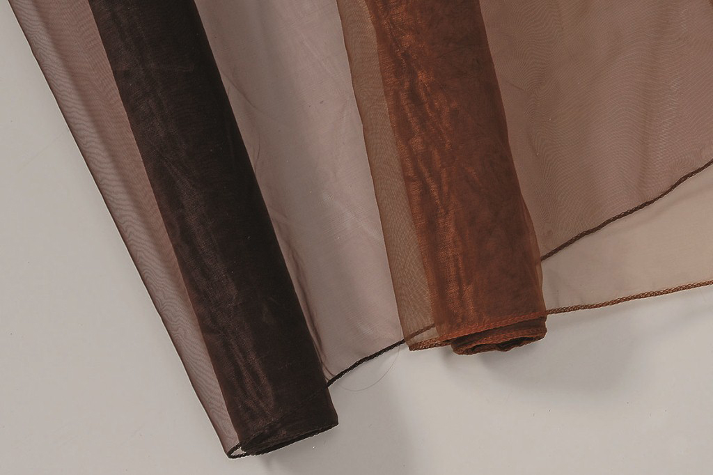 2 x Dekostoff Organza Tischband brauntöne