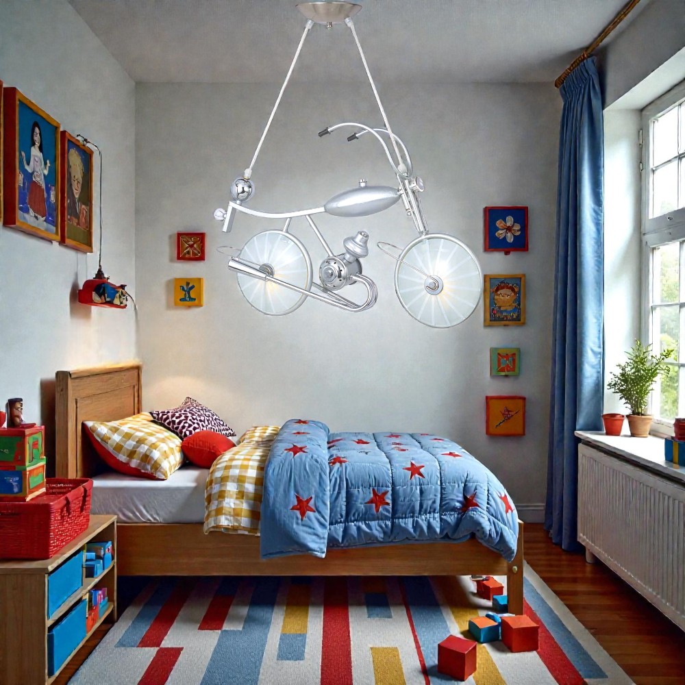 Designer-Decken-Pendelleuchte BIKE Metall und Glas