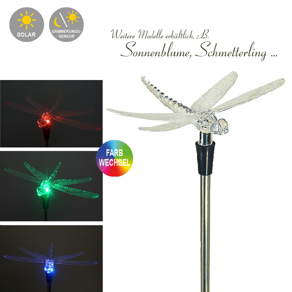LED Solarspieß Libelle Solar Gartendekoration