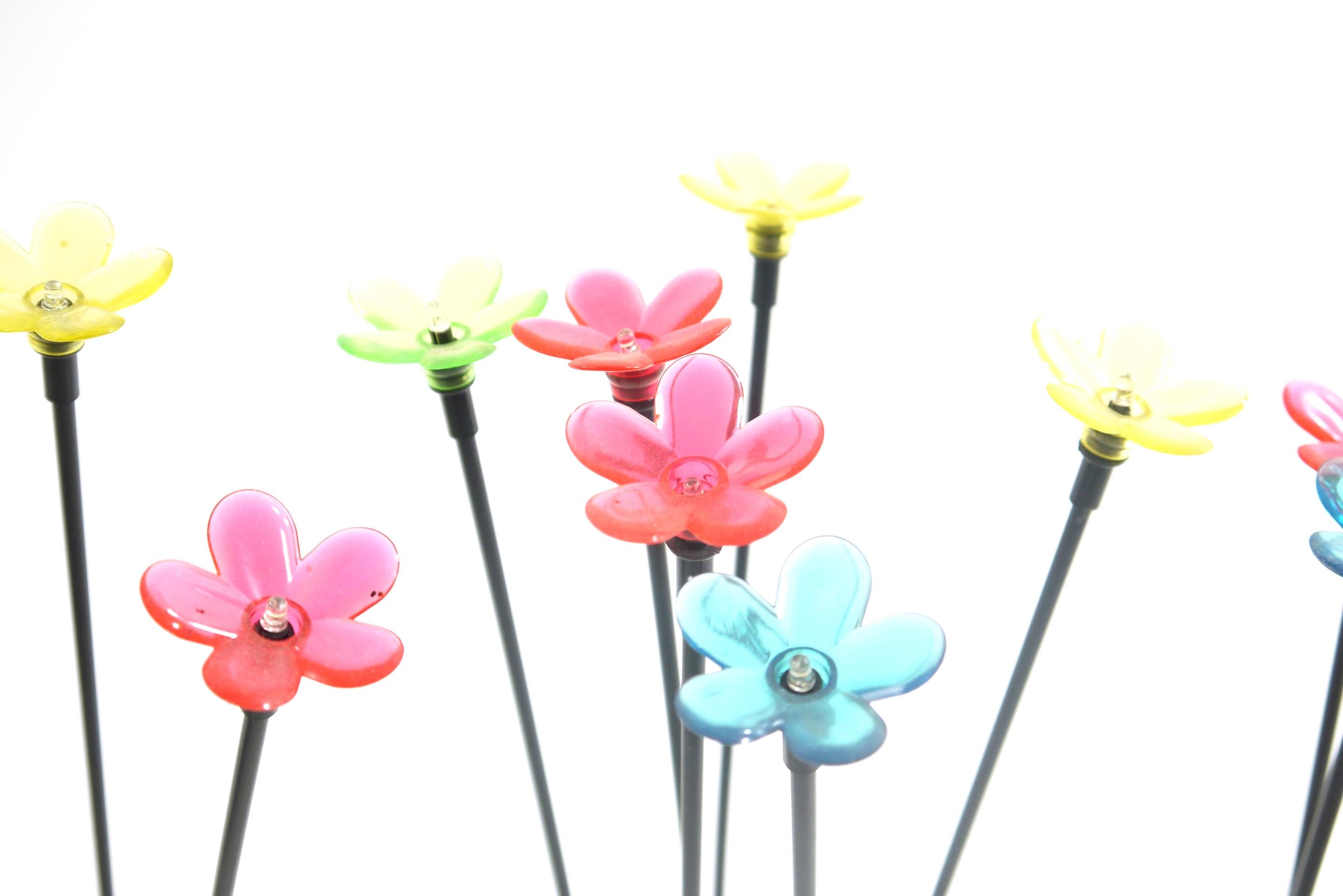 LED Solar Stick Flower  "bunt" 18 flammig