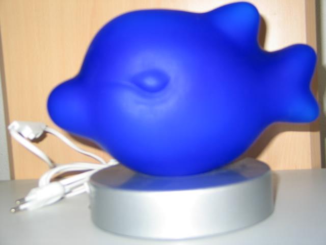  Vollglas-Tisch-Leuchte FABIUS FISCH blau Dekolampe