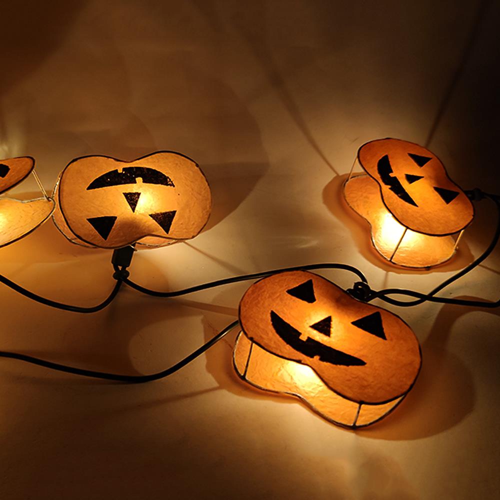 Lichterkette PUMPKIN, 10-flammig. Grusel-Party, Halloween-Feier, Fenster-Deko