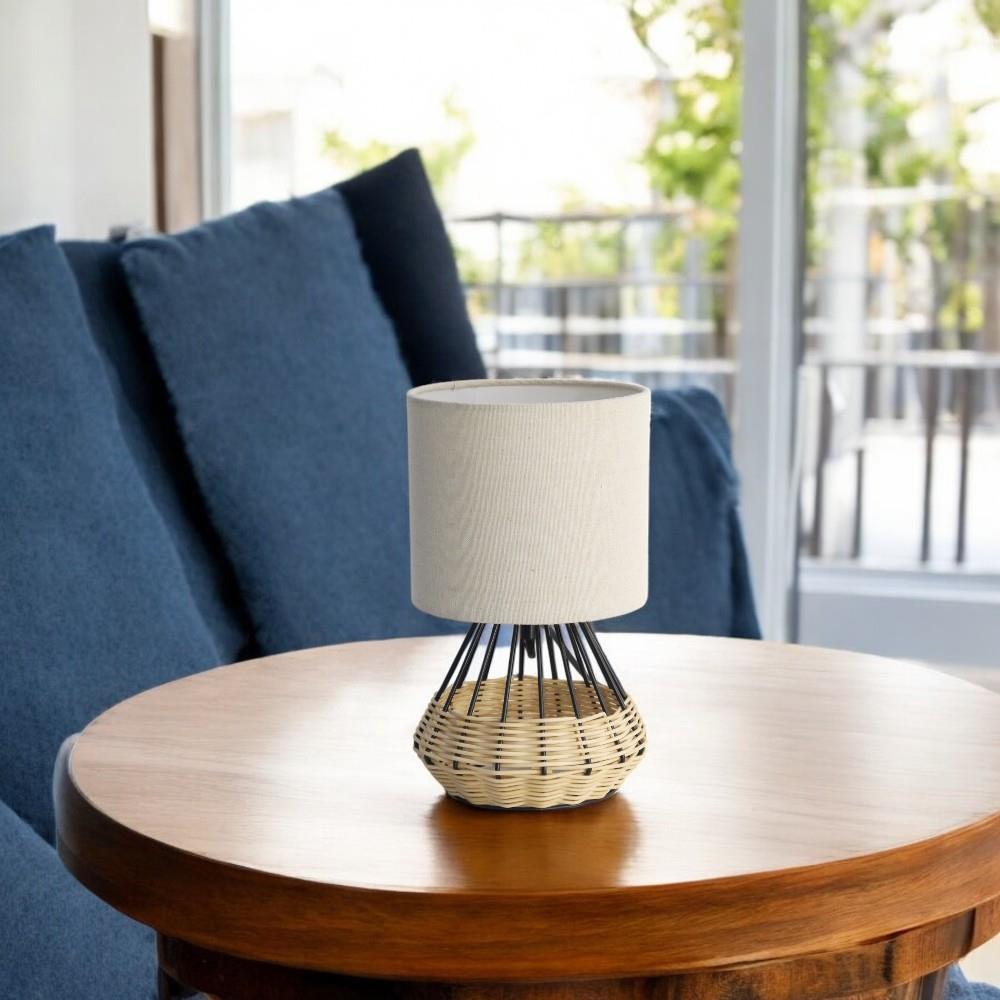 Tischleuchte Rita Stoffschirm beige E27