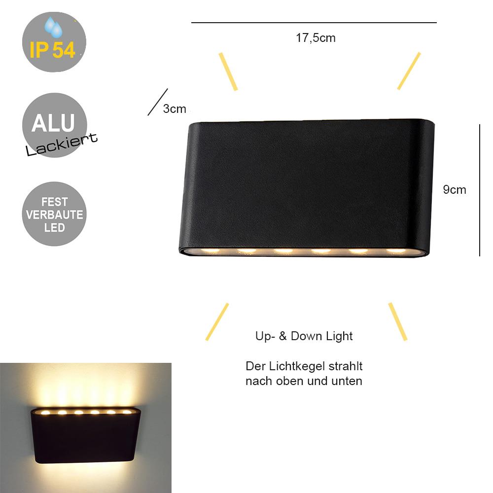 LED Außenwandleuchte Catania 17cm schwarz