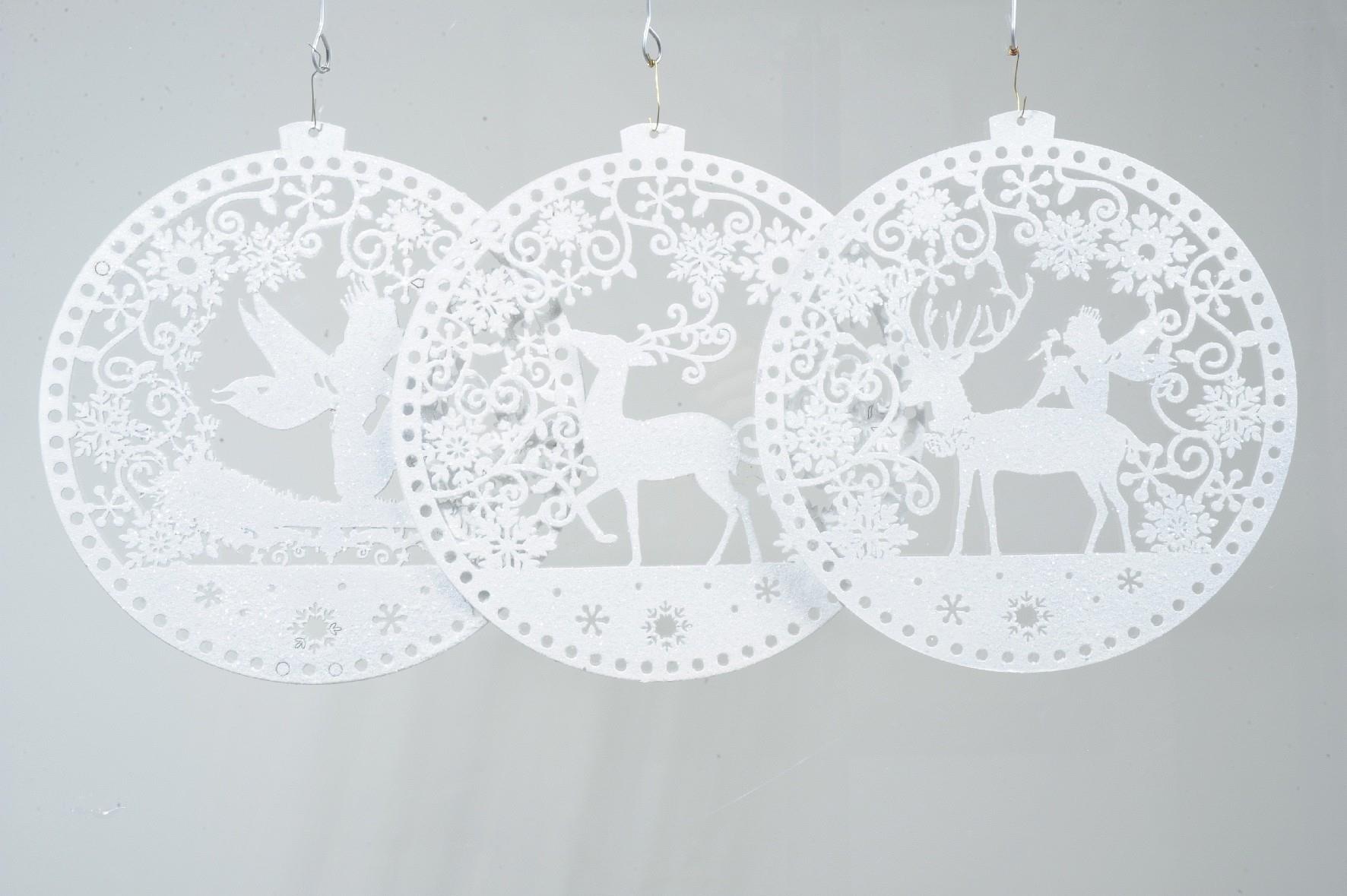 3 x Papp-Kugelbild sortiert Weihnachtsdekoration