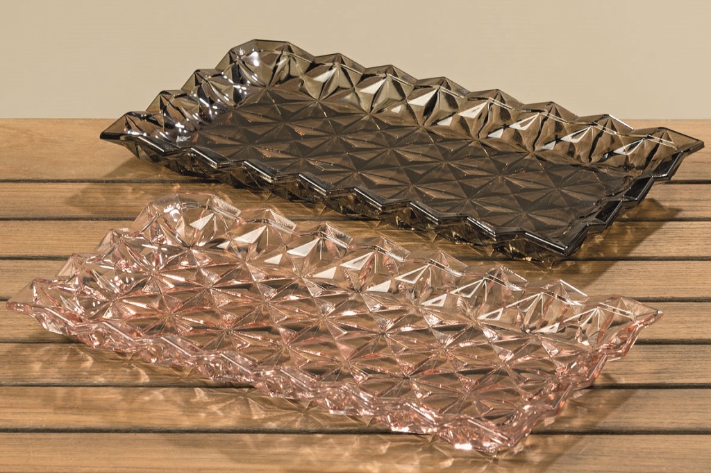 2 x Glas-Dekorations-Tablett-Platte AVILA Servier-Teller