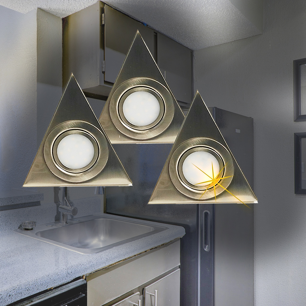LED Aufbau-Unterbauleuchte Dreieck 3er Set Küchenleuchte
