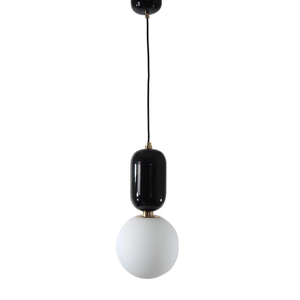 LED Pendelleuchte Nova Kugel 25cm schwarz-weiß