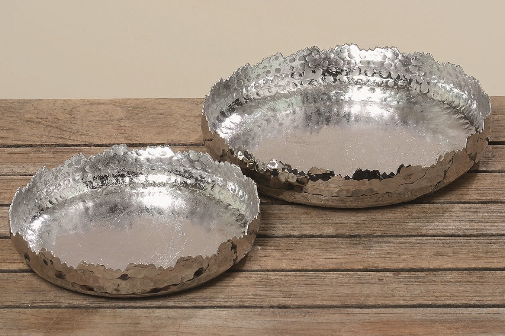 Deko Schalen Tablett Set ANGIE Aluminium Kerzenteller