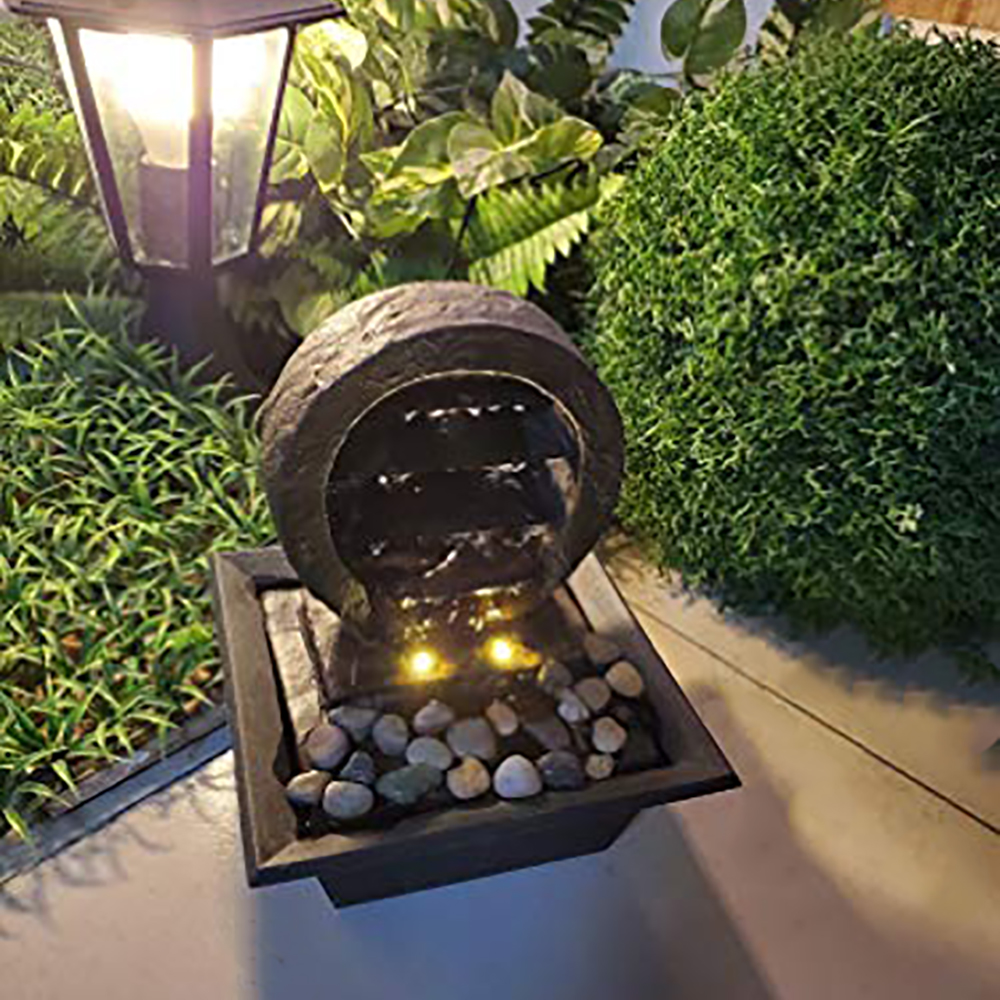 Zimmerbrunnen ZEN Tisch-Spring-Brunnen mit LED Beleuchtung Raumbefeuchter