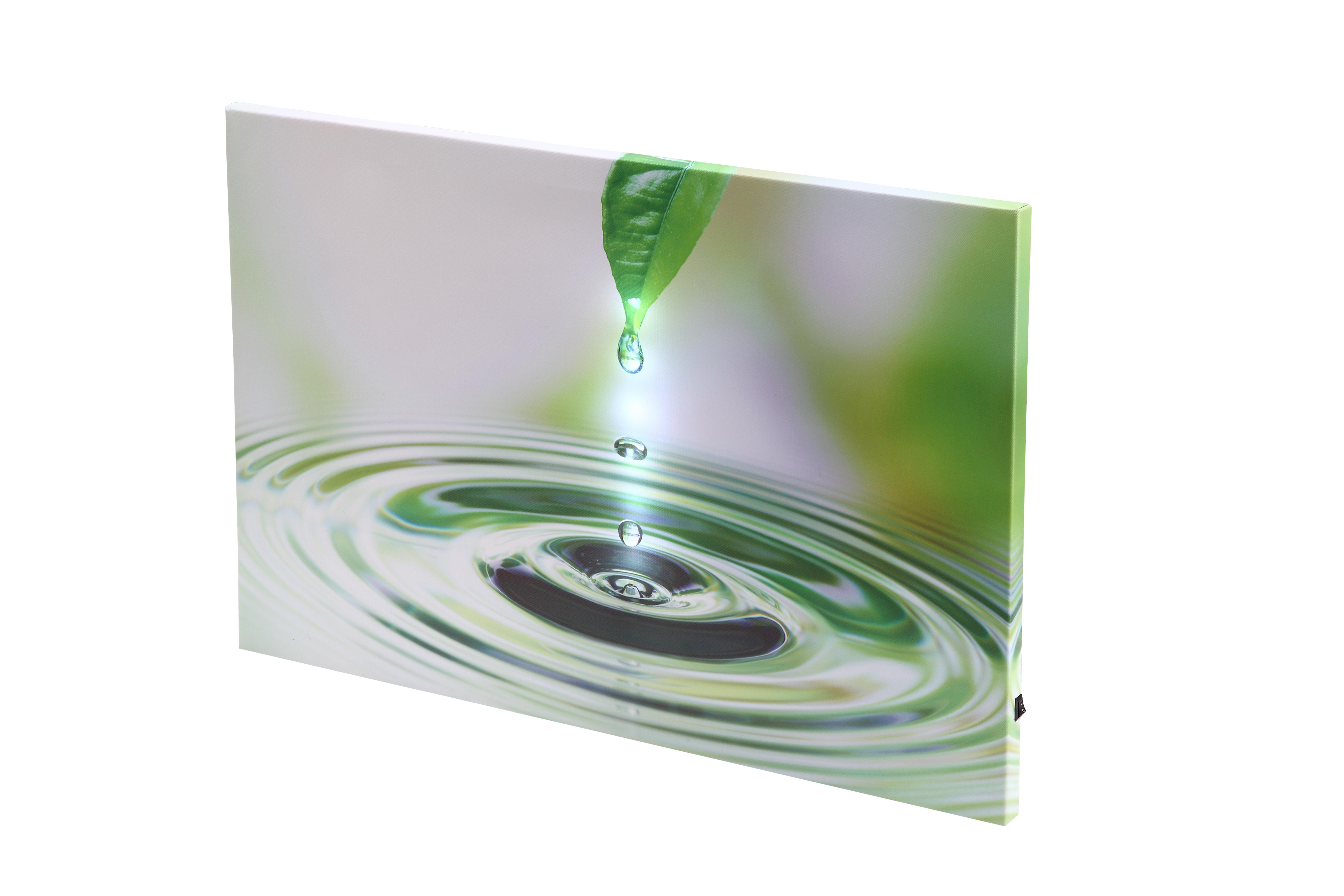 LED Leinwandbild 3D Wandbild Wassertropfen Stimmungsbild batterriebetrieben