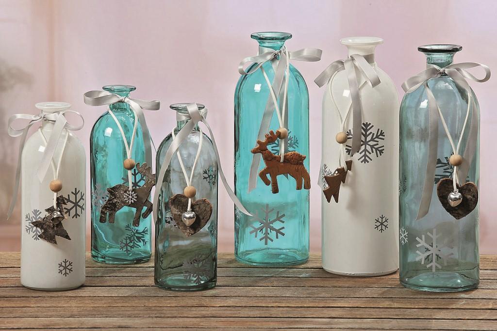 3 x Glas Vase Louisanne sortiert H21cm