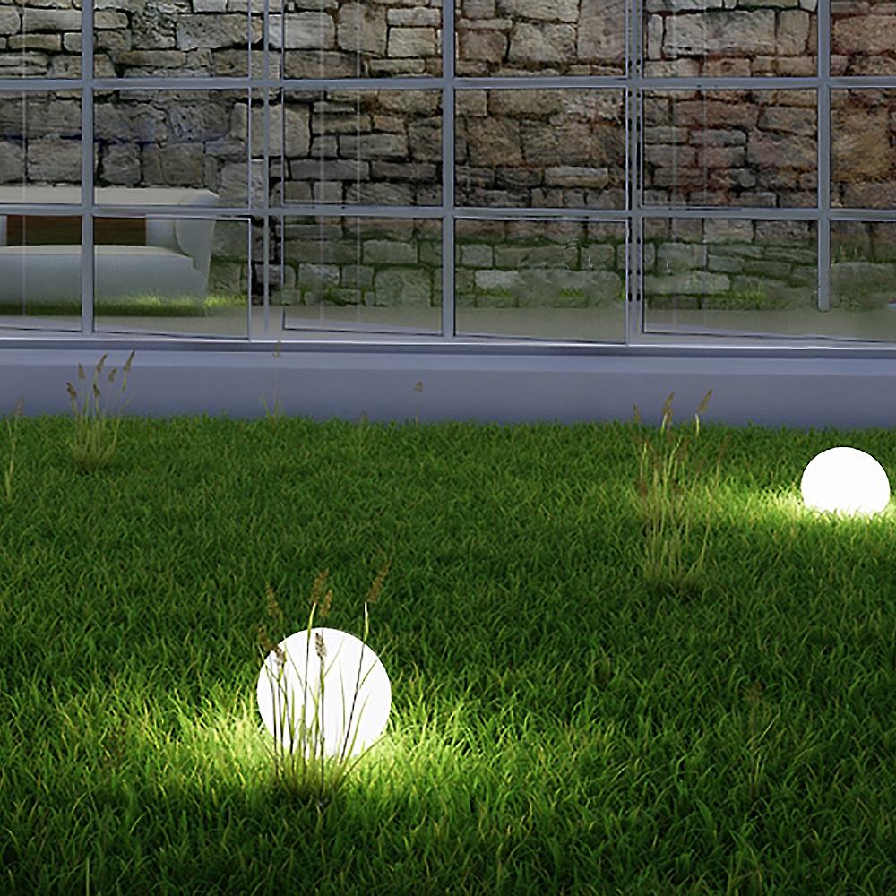 2xLED-Solar-Garten-Außen-Kugel-Leuchte OLA D.15cm Gartenkugel mit Erdspieß 