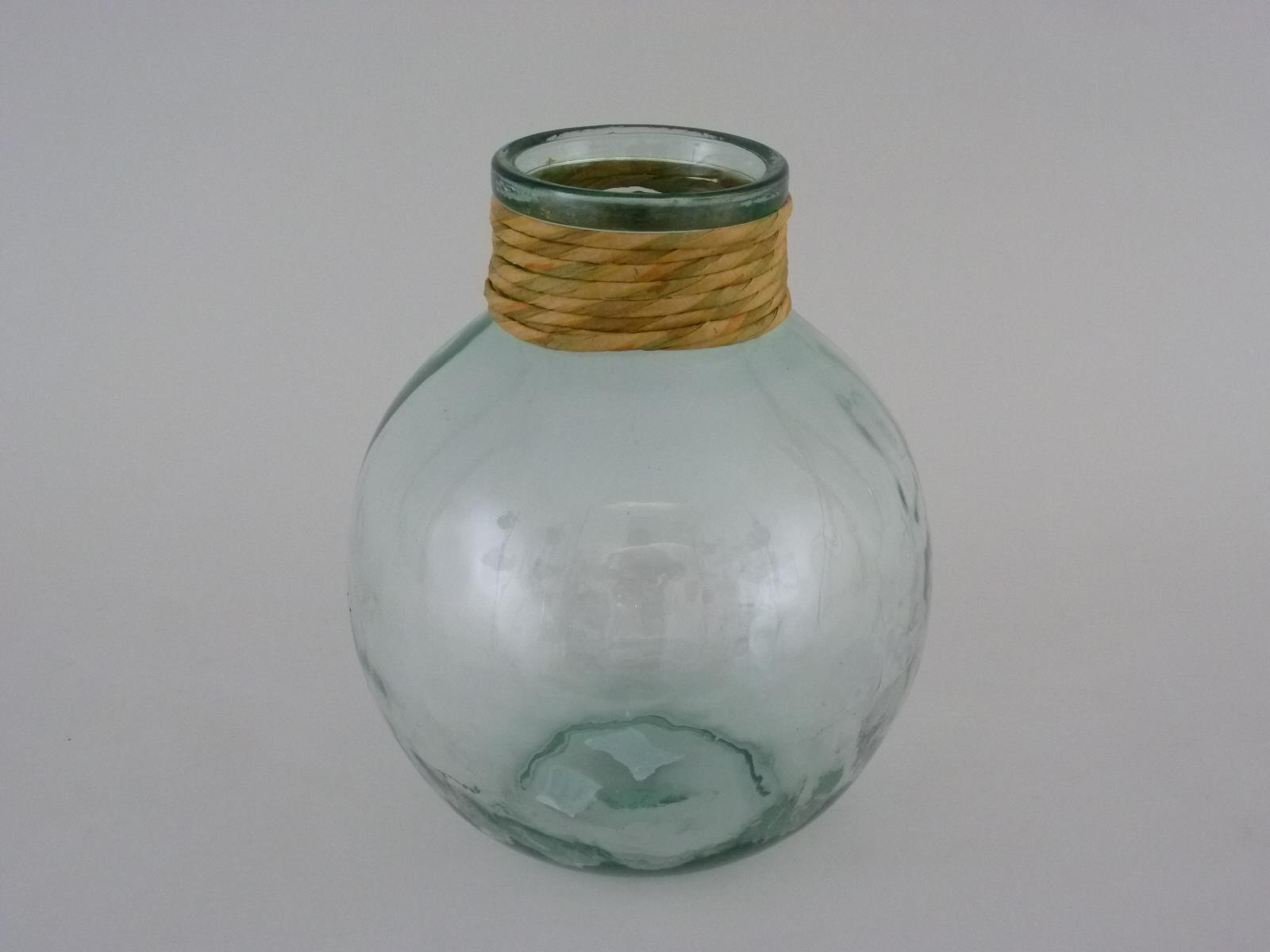 Glasvase Raffia klar Dekovase