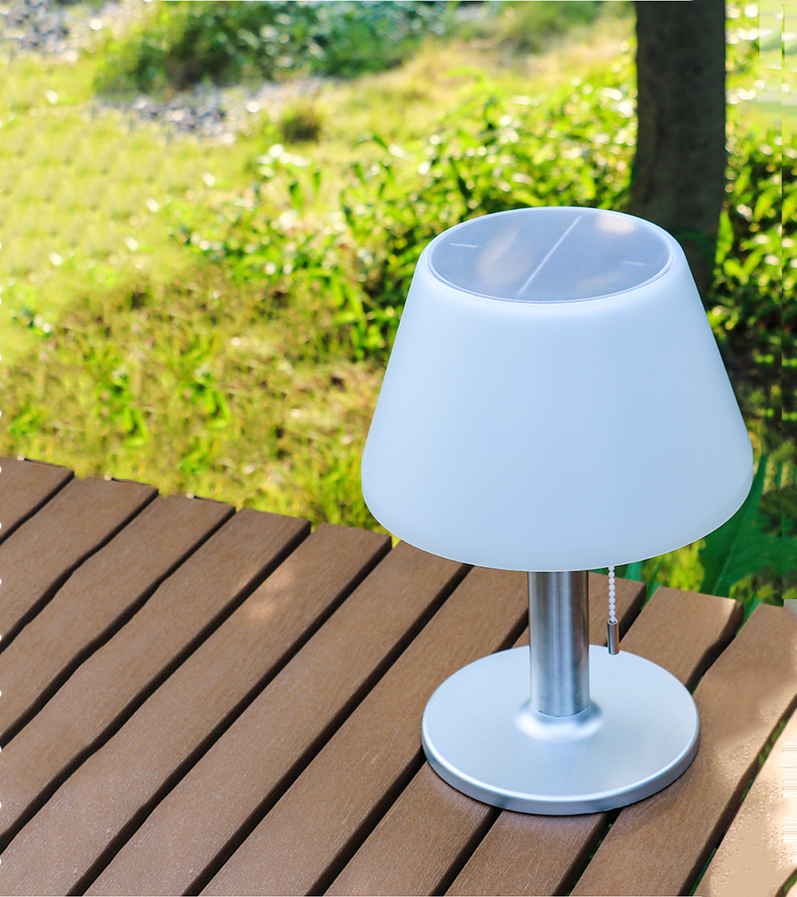 LED Solar-Tischleuchte JOLLA, warmweiß, mit Zugschalter 3-stufig