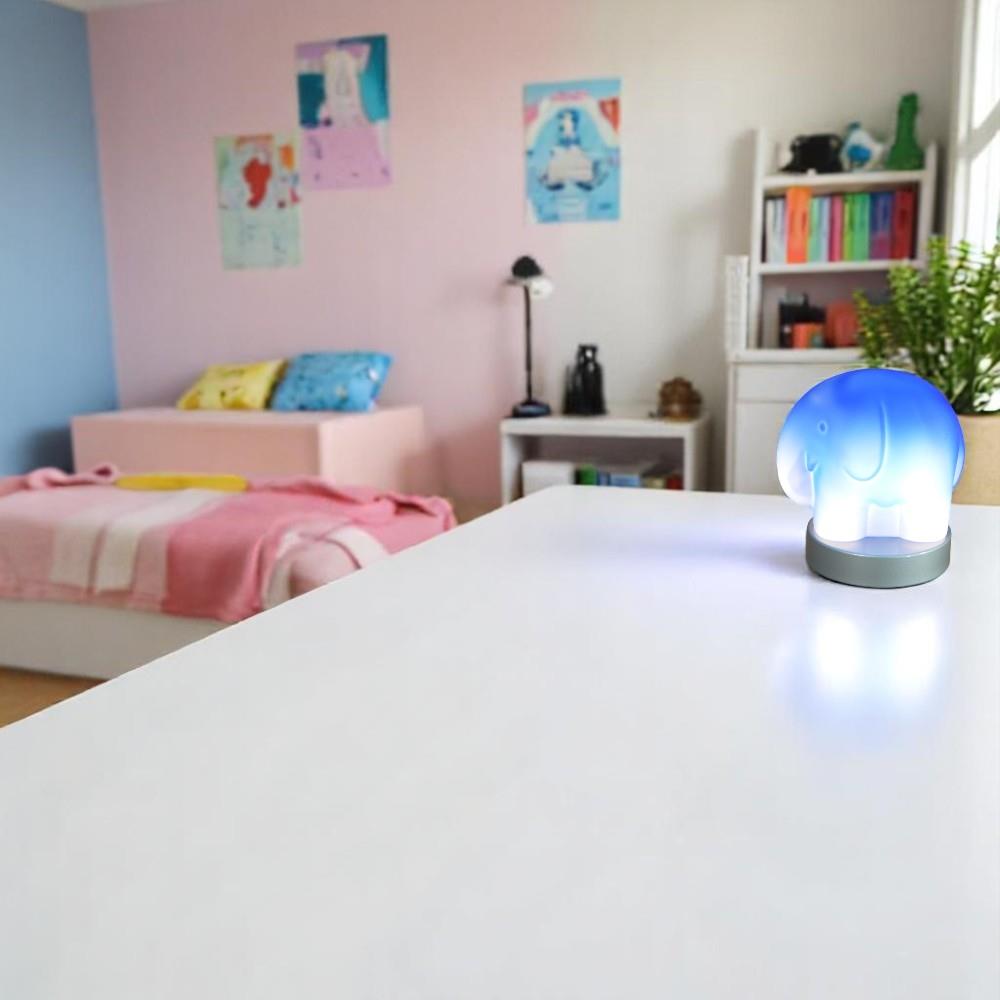 Mundgeblasene Vollglas Tischleuchte ELEFANT Farbe blau