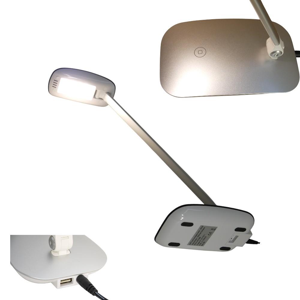 LED Tischleuchte Kian silber Touchschalter USB Anschluss
