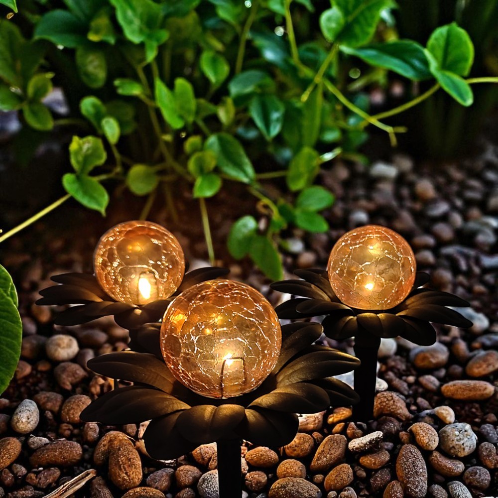 LED-Solar-Deko-Leuchte FLORA mit Spieß als 3er Set