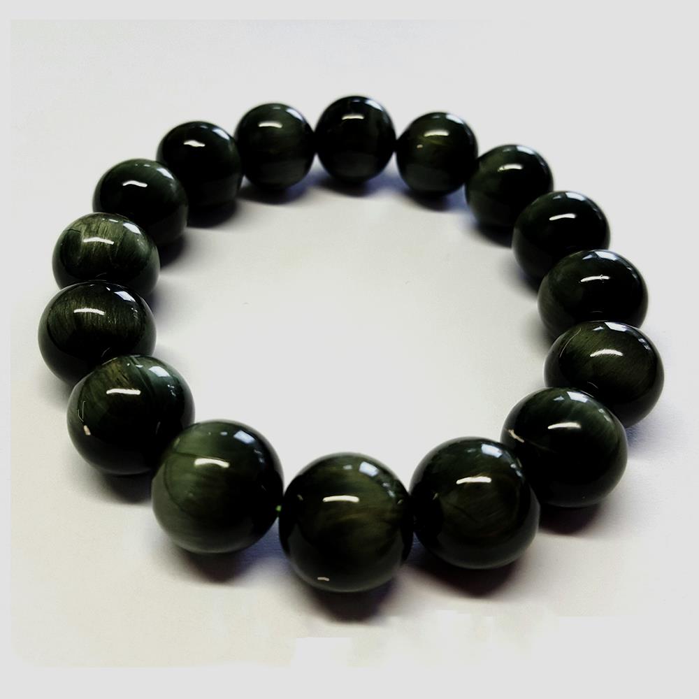 Armband aus Tigerauge grün Kugelarmband Naturstein Armreif