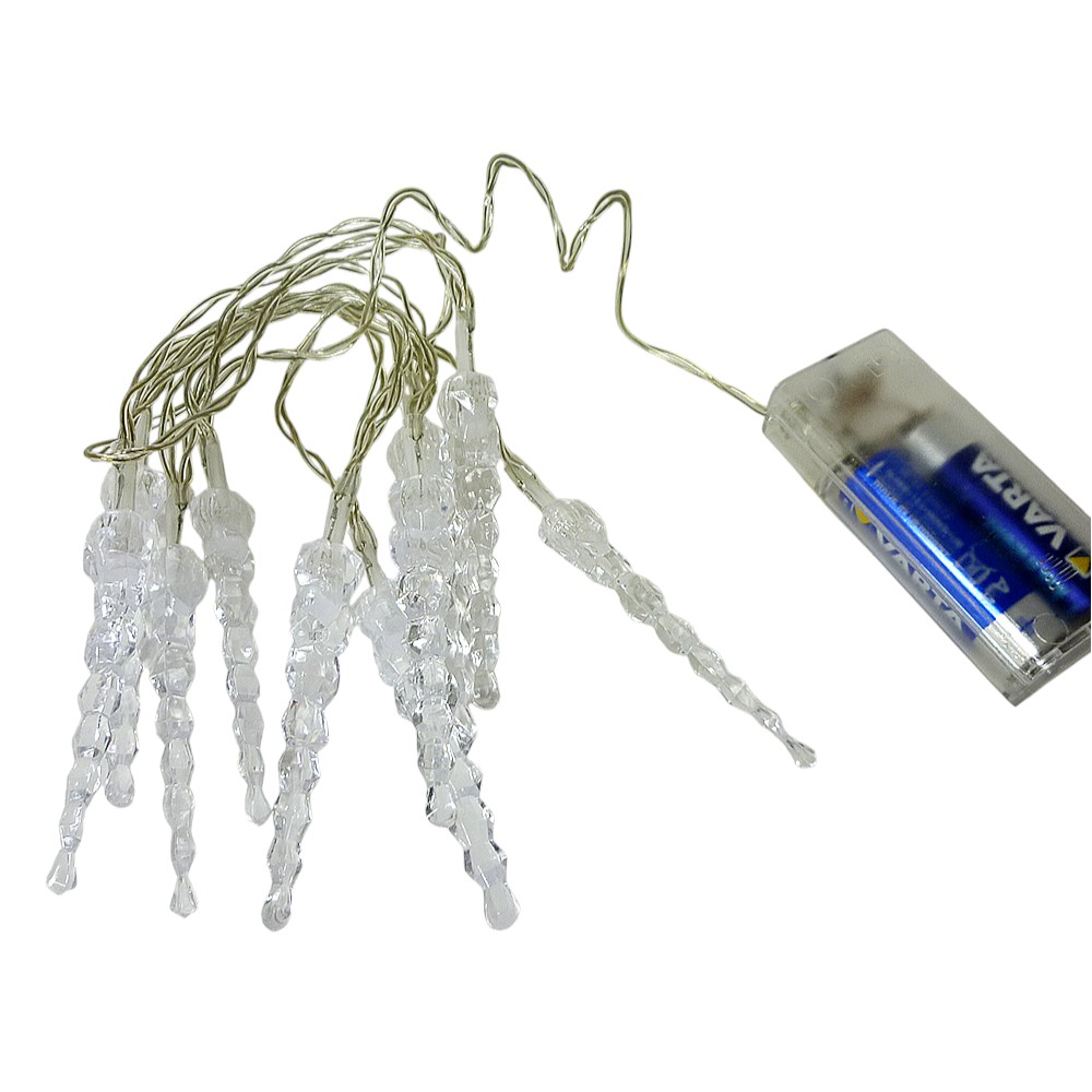 LED Lichterkette Eiszapfen 10 flammig batteriebetrieben Weihnachtsbeleuchtung