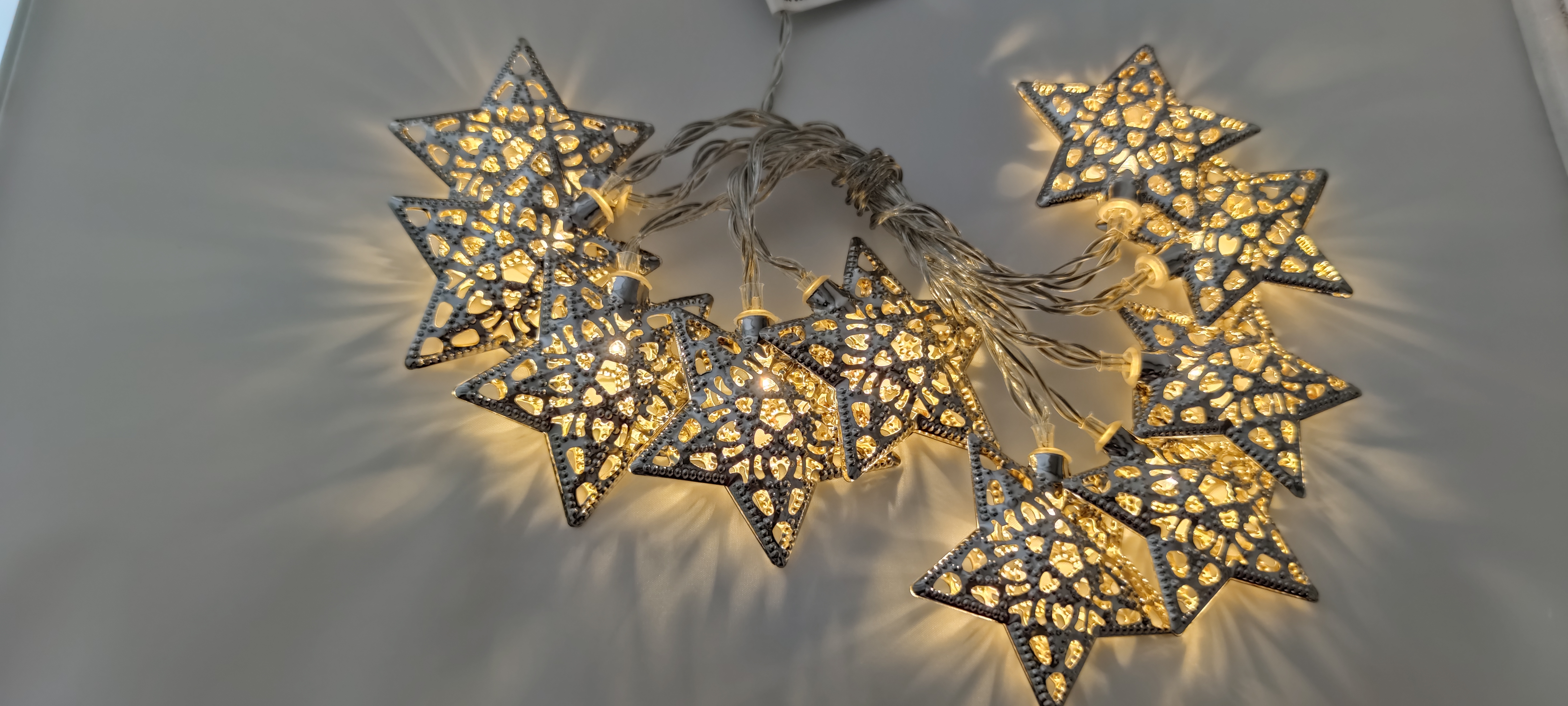 LED Lichterkette Silberstern L 135cm