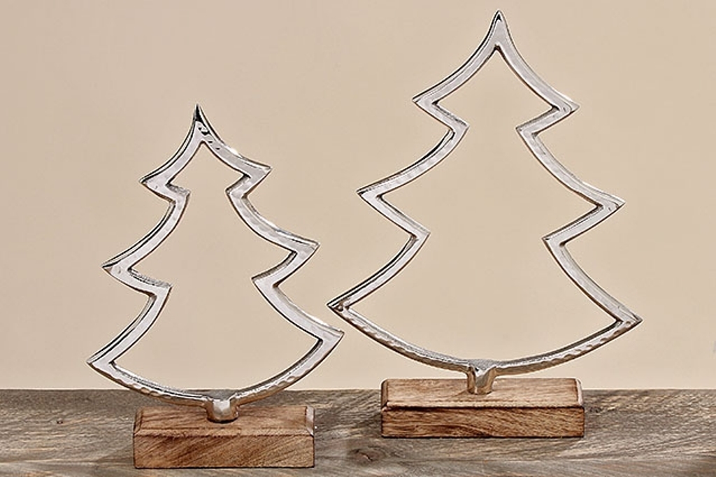Aufsteller Baum Lan Holz/Metall silber
