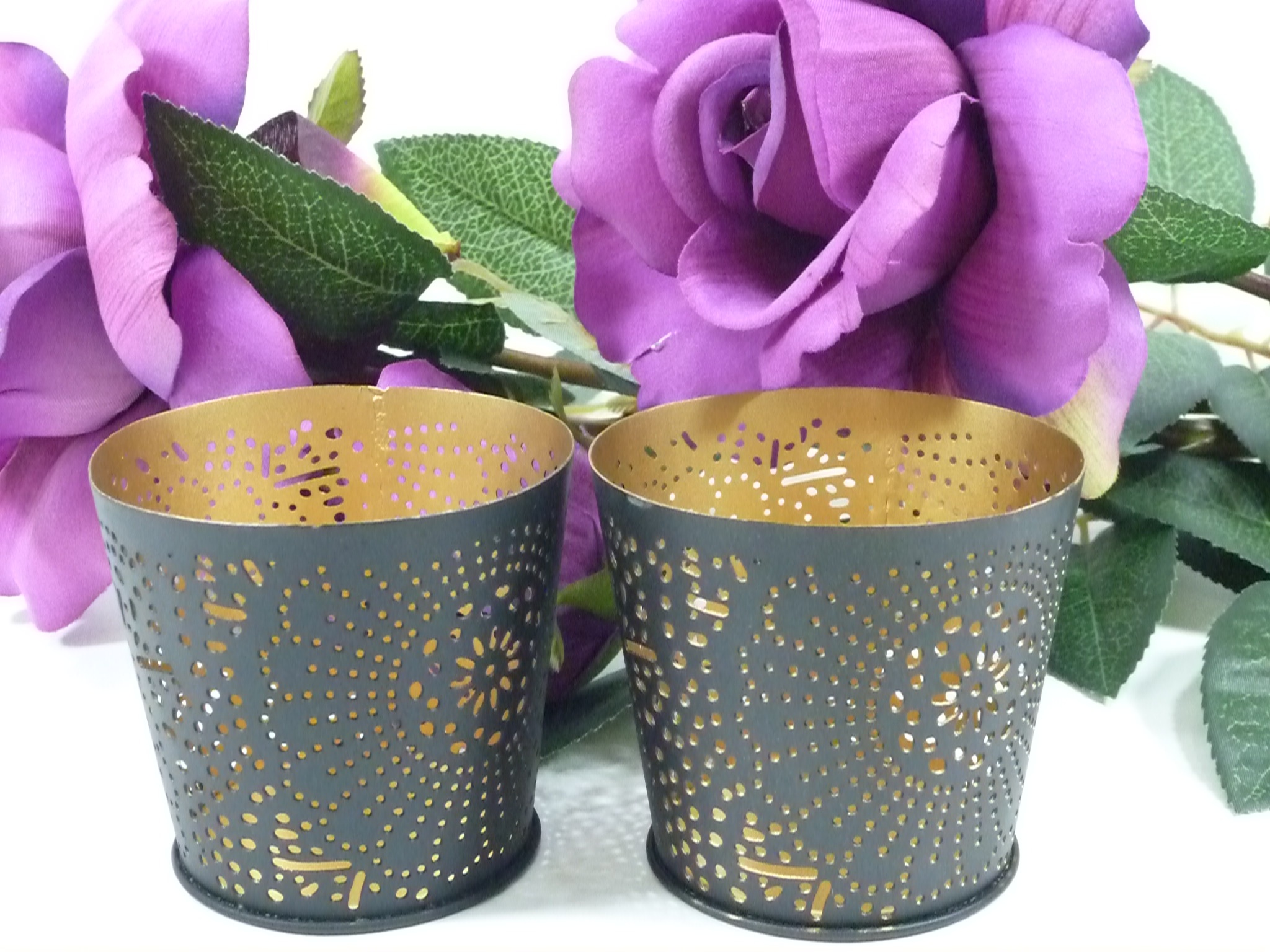 2 x Orientalische handgearbeitetes Mini-Windlicht CASA