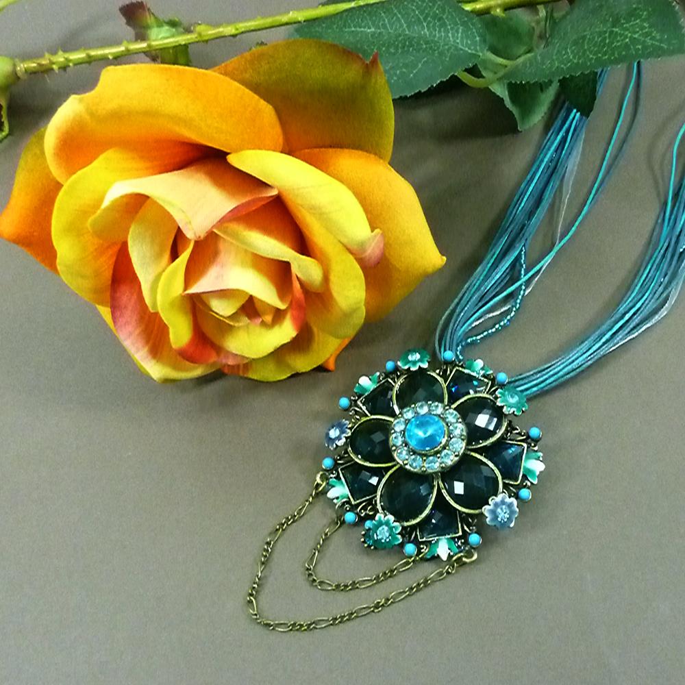 Kette-Collier-Brosche türkis Modeschmuck Halskette