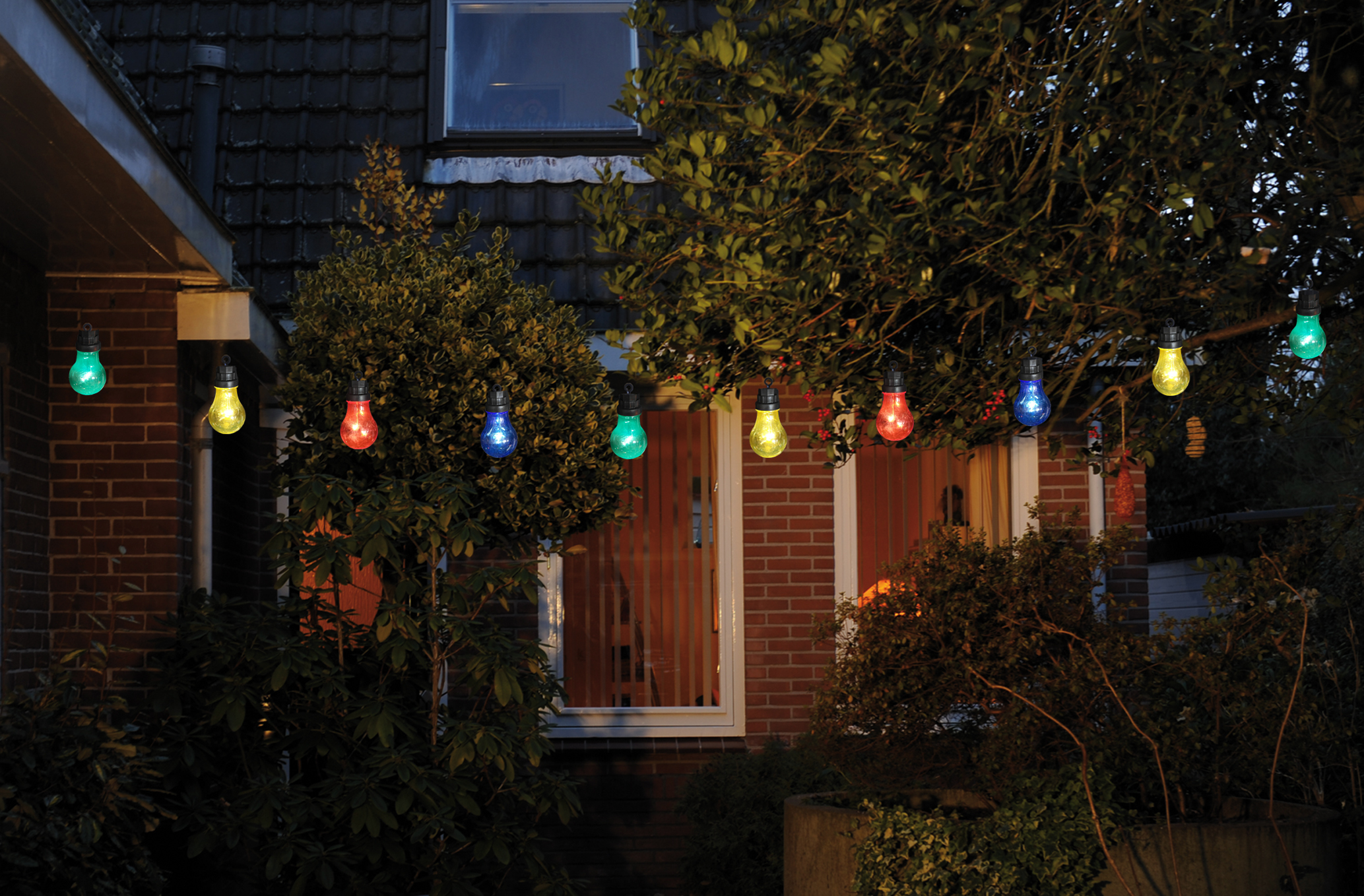 LED-Lichterkette-Dekorationsleuchte 10 flammig für Garten Terrasse Balkon