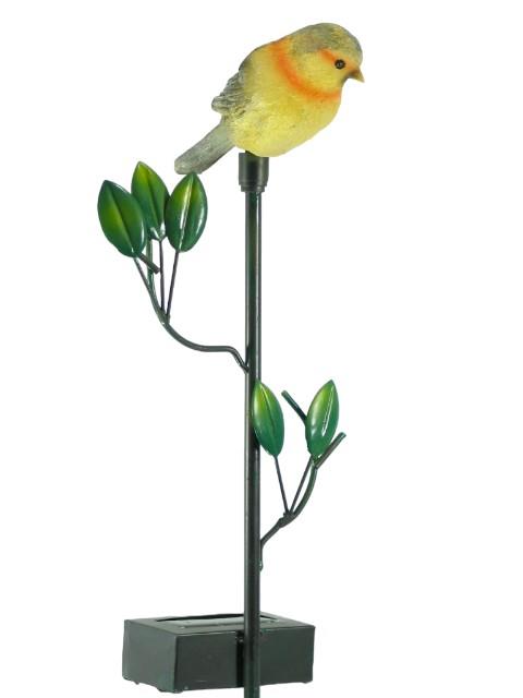 2 x Solar Gartenstecker Vogel grau-gelb-schwarz Solarleuchte