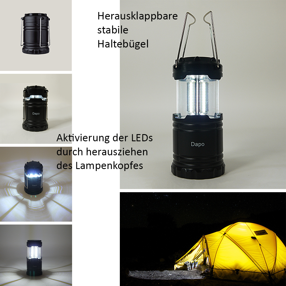 LED Camping-Leuchte, Arbeits-/Werkstatt-Lampe, Not-Nachtlicht, Zelten, Angeln, Hänge-Lampe