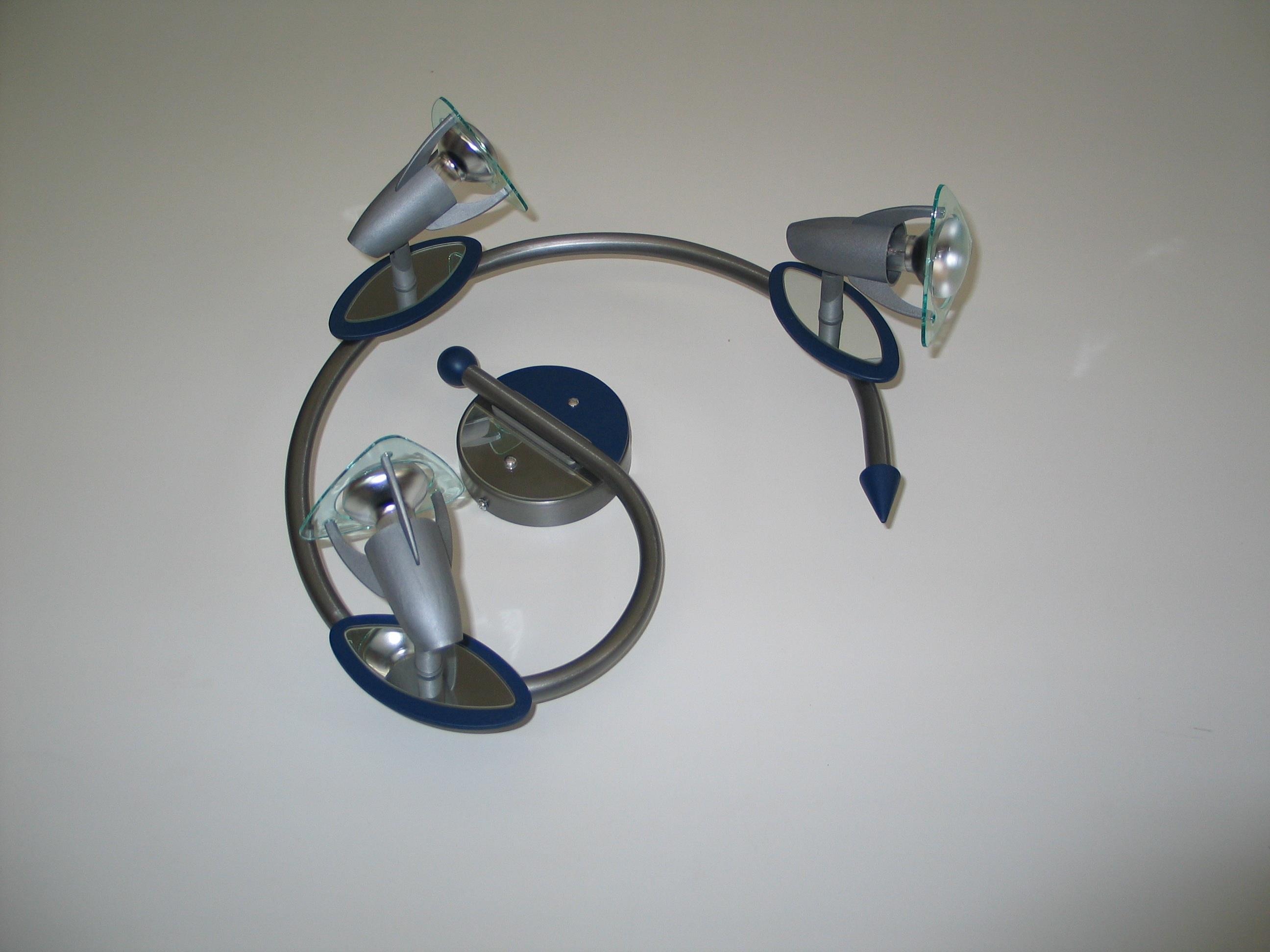 Strahler-Spot Spirale 3 flammig Spiegel/Blau