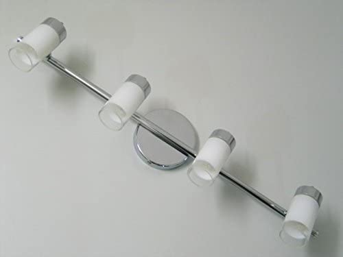 Strahler-Spot-Leuchte Chrom mit Glasschirm 4 flammig Fassung 4 x G9 Decken-Wand-Lampe