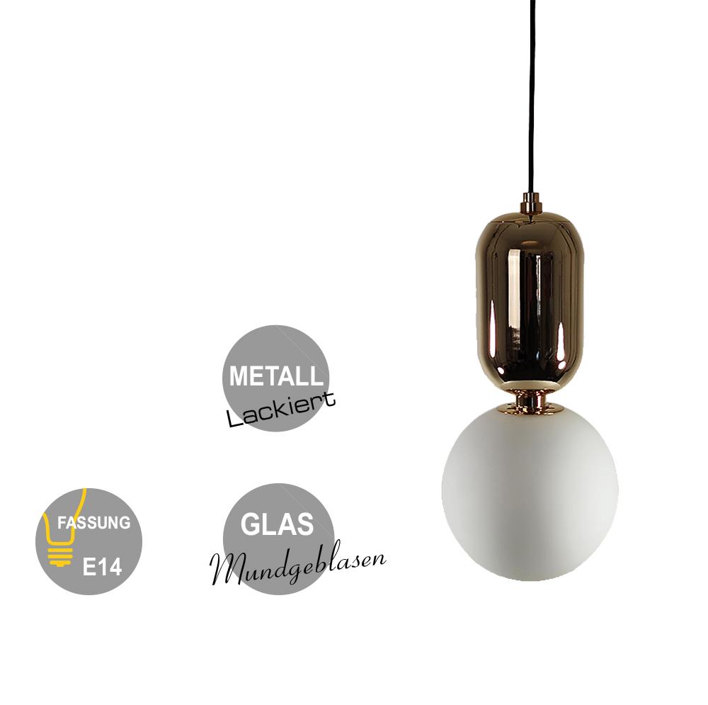 LED Pendelleuchte Nova Kugel 20cm kupfer-weiß