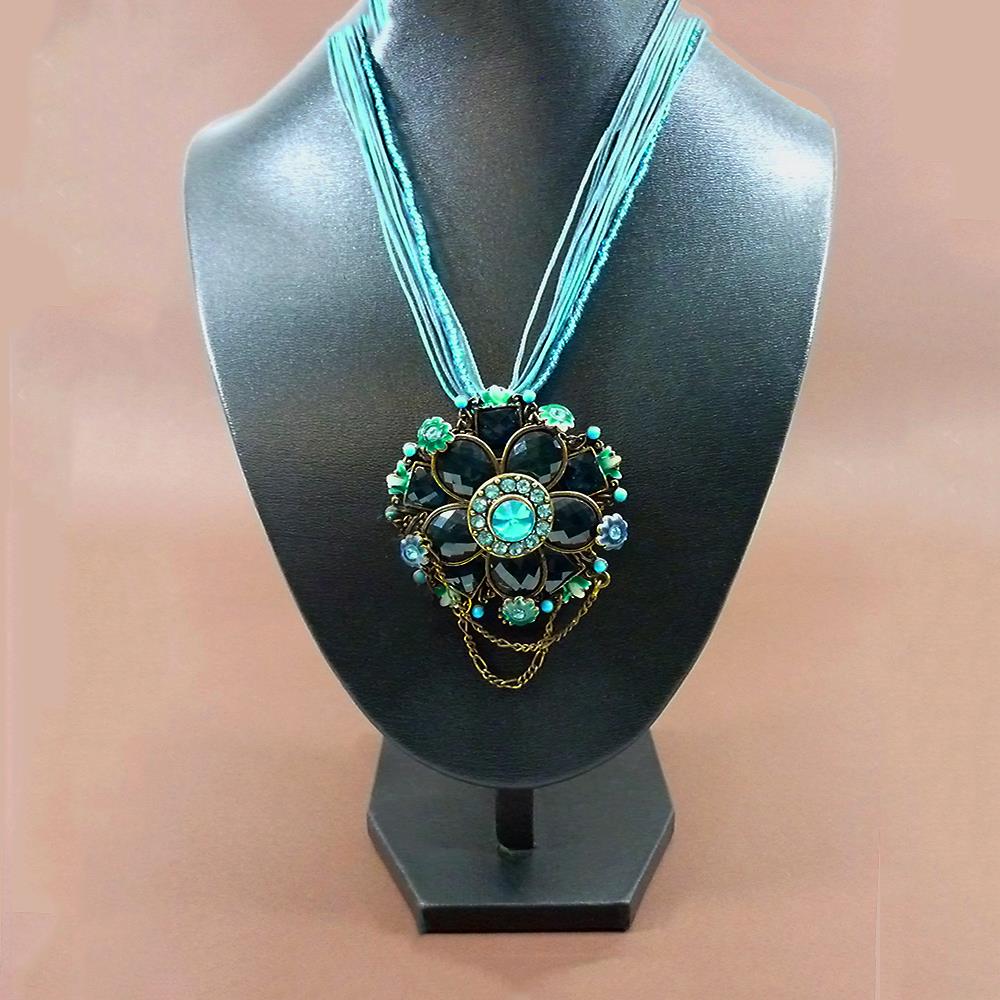 Kette-Collier-Brosche türkis Modeschmuck Halskette
