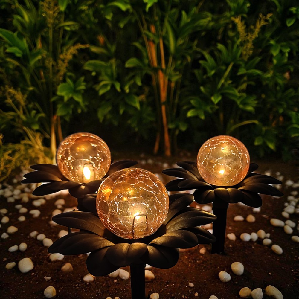 LED-Solar-Deko-Leuchte FLORA mit Spieß als 3er Set