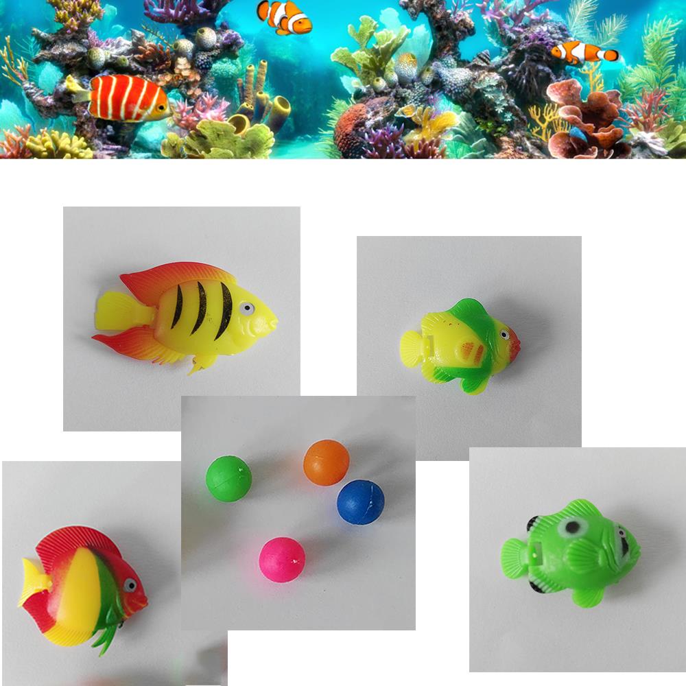2 x Wassersäulenzubehör Fisch-Set 8-teilig Bunte Fische-Kugeln Schwimmer