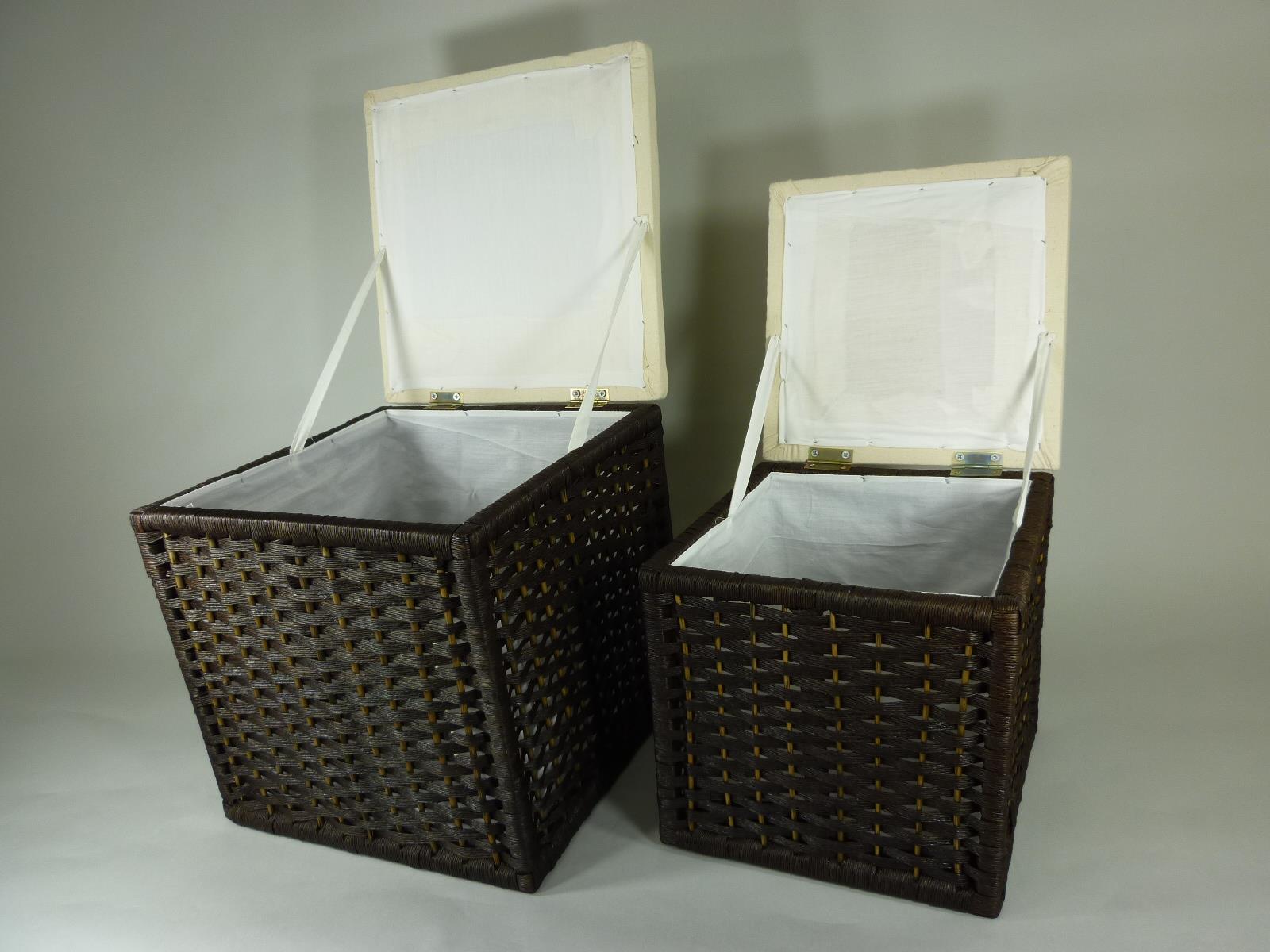 Hocker-Korb Set in Rattan-Optik Korbtruhe