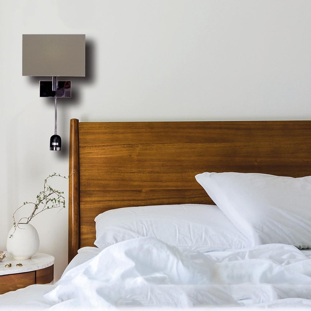 LED Wandleuchte Doris mit Lesearm eckig grau Wandbeleuchtung