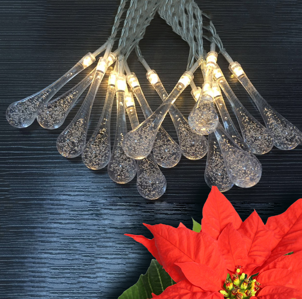 LED Lichterkette TROPFEN 15flammig batteriebetrieben Weihnachtsbeleuchtung