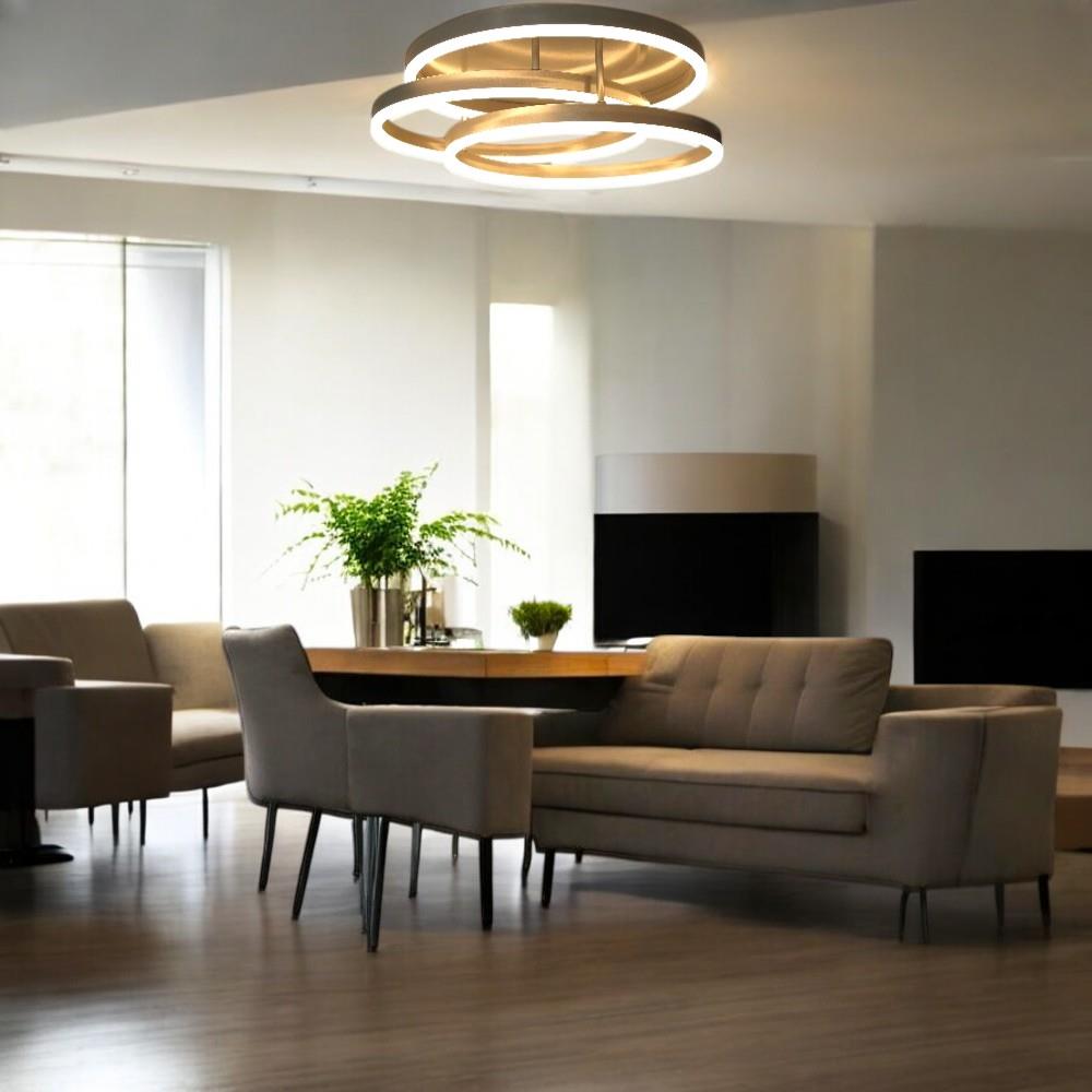 Moderne LED Dekenleuchte Alwa silber D50cm