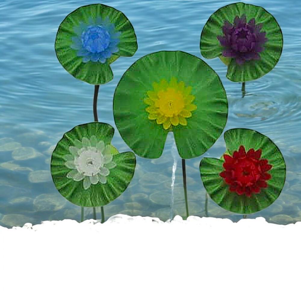 5 x Garten-Teich-Dekorations-Leuchte SEEROSEN beleuchtet schwimmende Blüten 