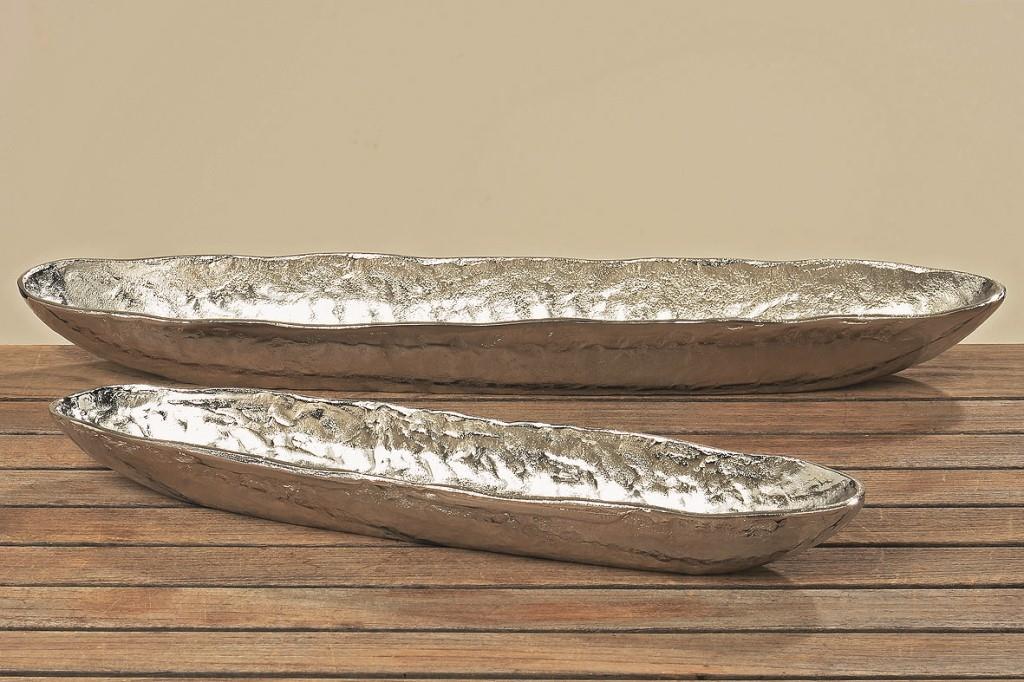 Edle Deko Schale in Schiffform Lil 67cm aus Aluminium in silber-optik 
