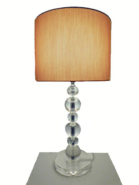 Tischleuchte VIRAG mit Kristallfuß und Seiden - Stoffschirm Kristallleuchte