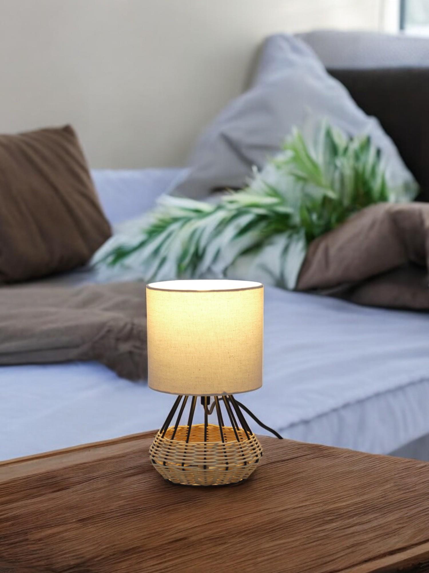 Tischleuchte Rita Stoffschirm beige E27