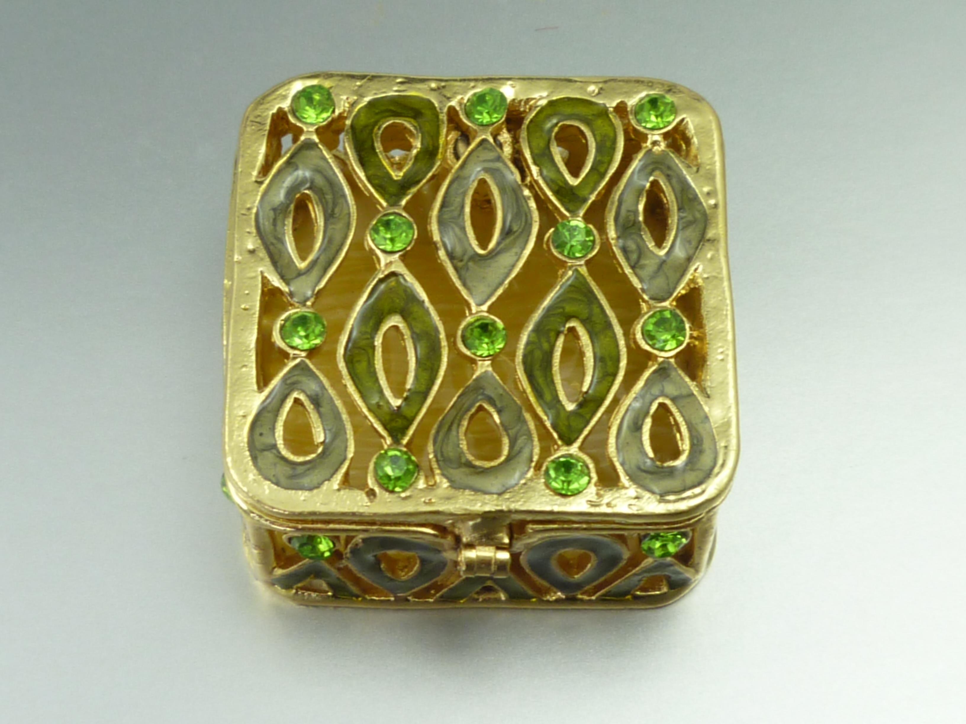 Schmuckdose Quadrat gold-grün Geschenkidee