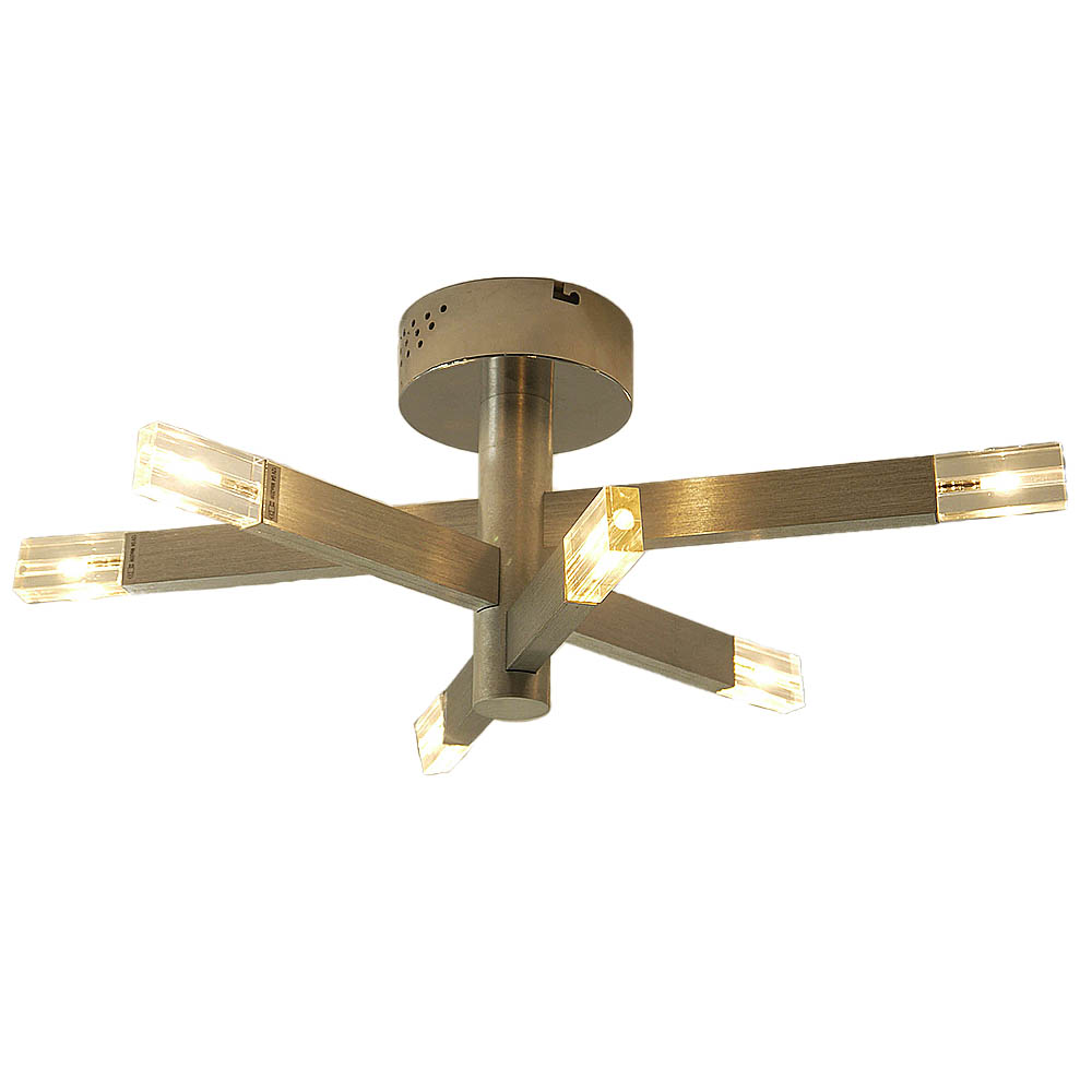 Halogen Deckenleuchte LOUIS Aluminium und Echtkristall-Aufsätzen