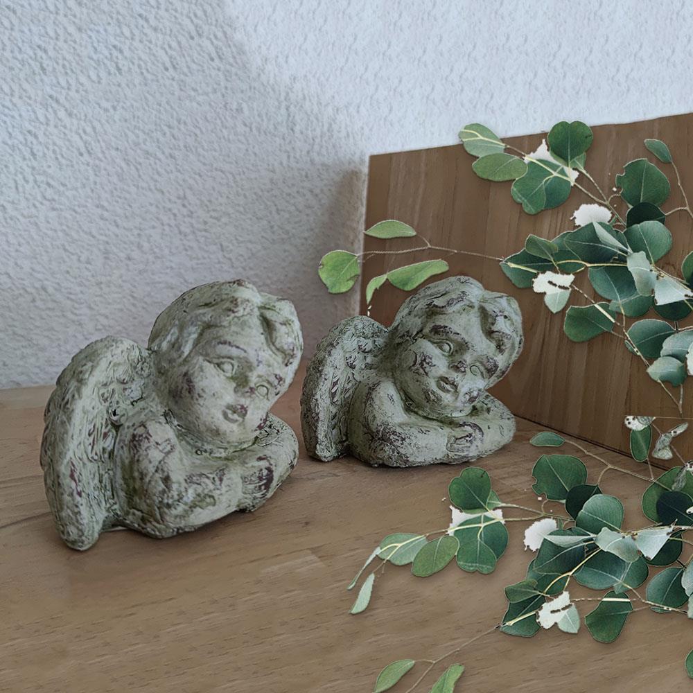 2 x Engel aus Keramik Garten-Deko-Figur, Außenkeramik, Grabschmuck